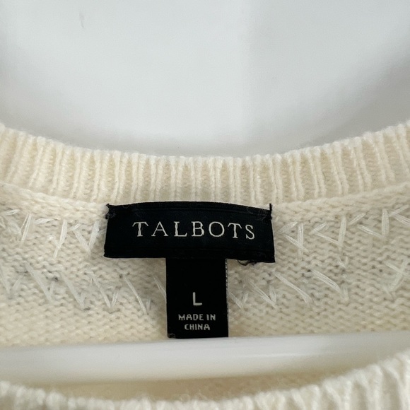 Talbots cashmere blend sweater cream size L - Picture 2 of 7